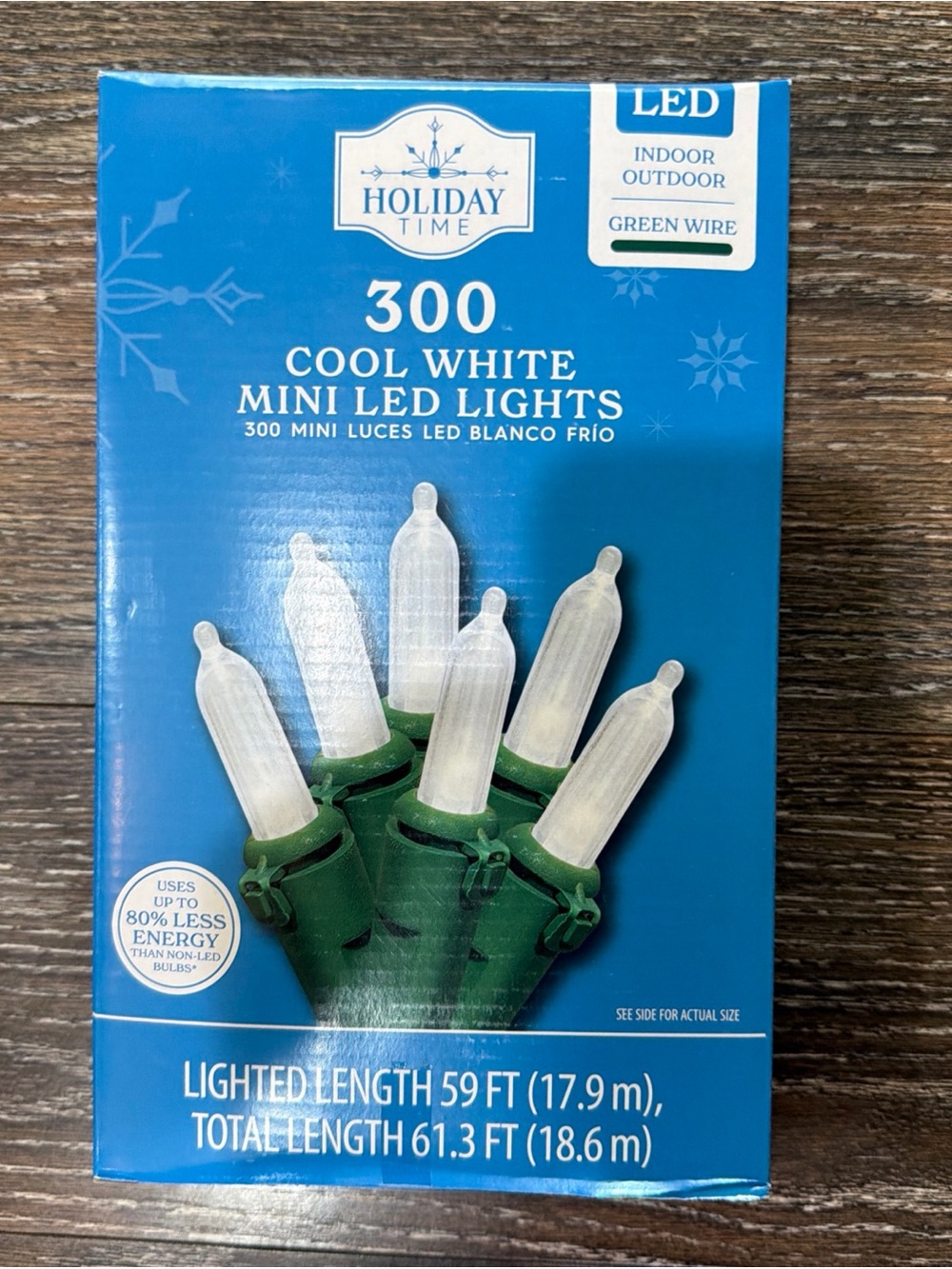 Holiday Time 300 Cool White Mini LED String Lights with Green Wire